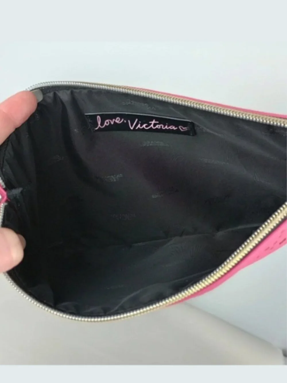 NWOT Victoria's Secret Hot Pink Gold Make Up‎ Bag Clutch Purse